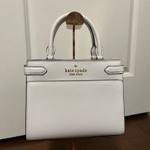 KATE SPADE STACI CAMERON SATCHEL SHOULDER BAG PURSE TOTE WHITE LEATHER